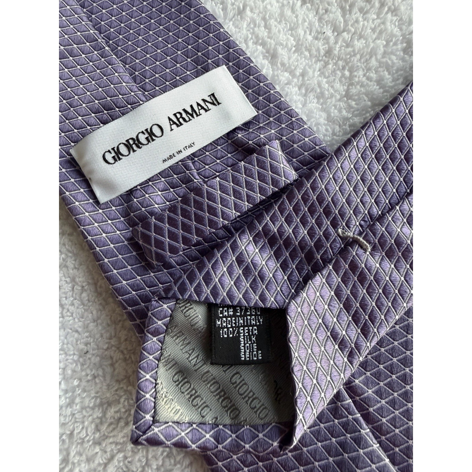 Giorgio Armani Purple Diamond Geometric Woven Jacquard 100% Silk Tie Necktie